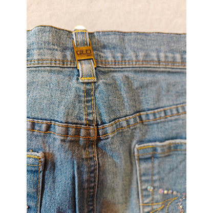 Denim Mini Skirt With Studded Back Pockets