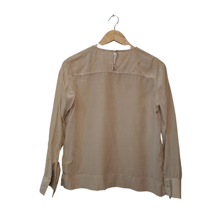 Silk Beige Long Sleeve Blouse