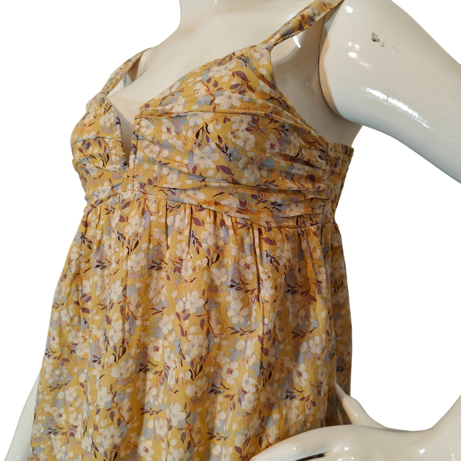 Yellow Floral Babydoll Mini Dress