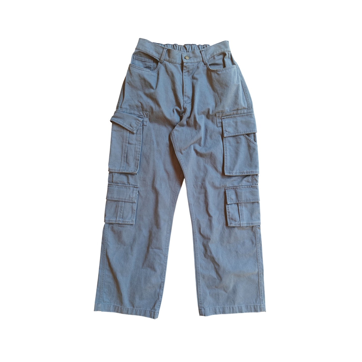 Blue Wide Leg Cargo Pants