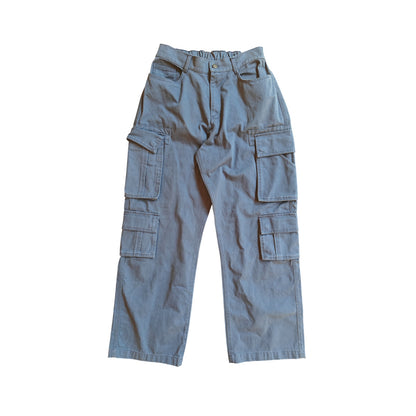 Blue Wide Leg Cargo Pants
