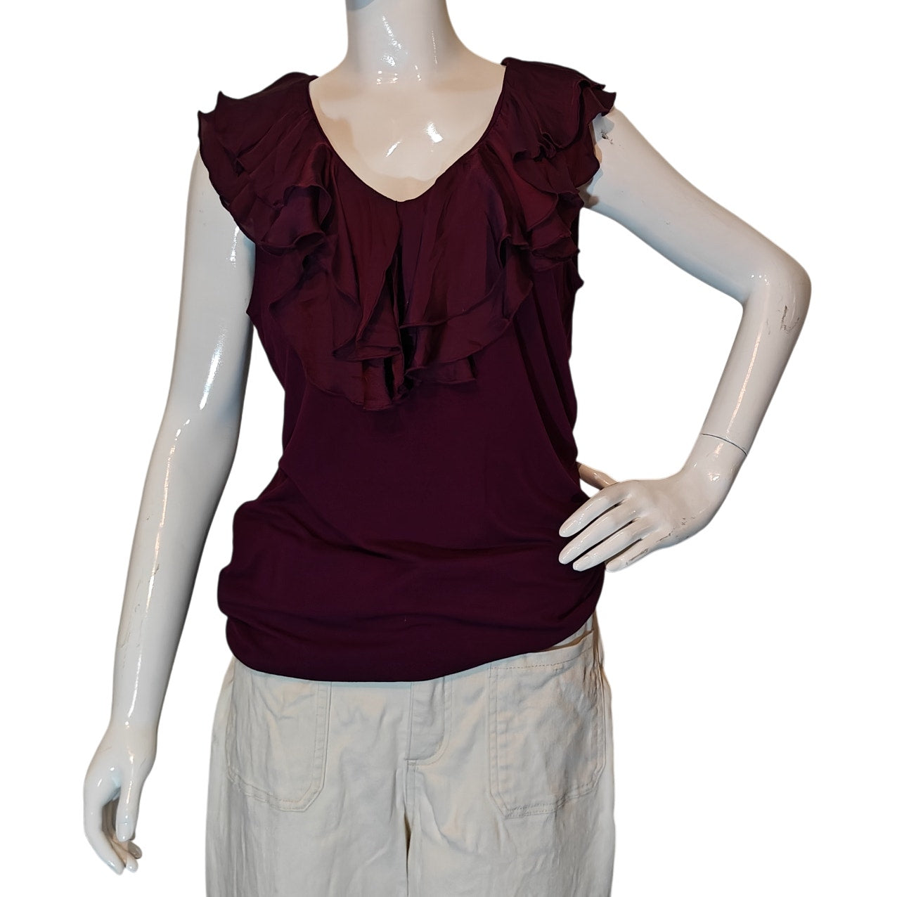 Purple Ruffle Sleeveless Blouse