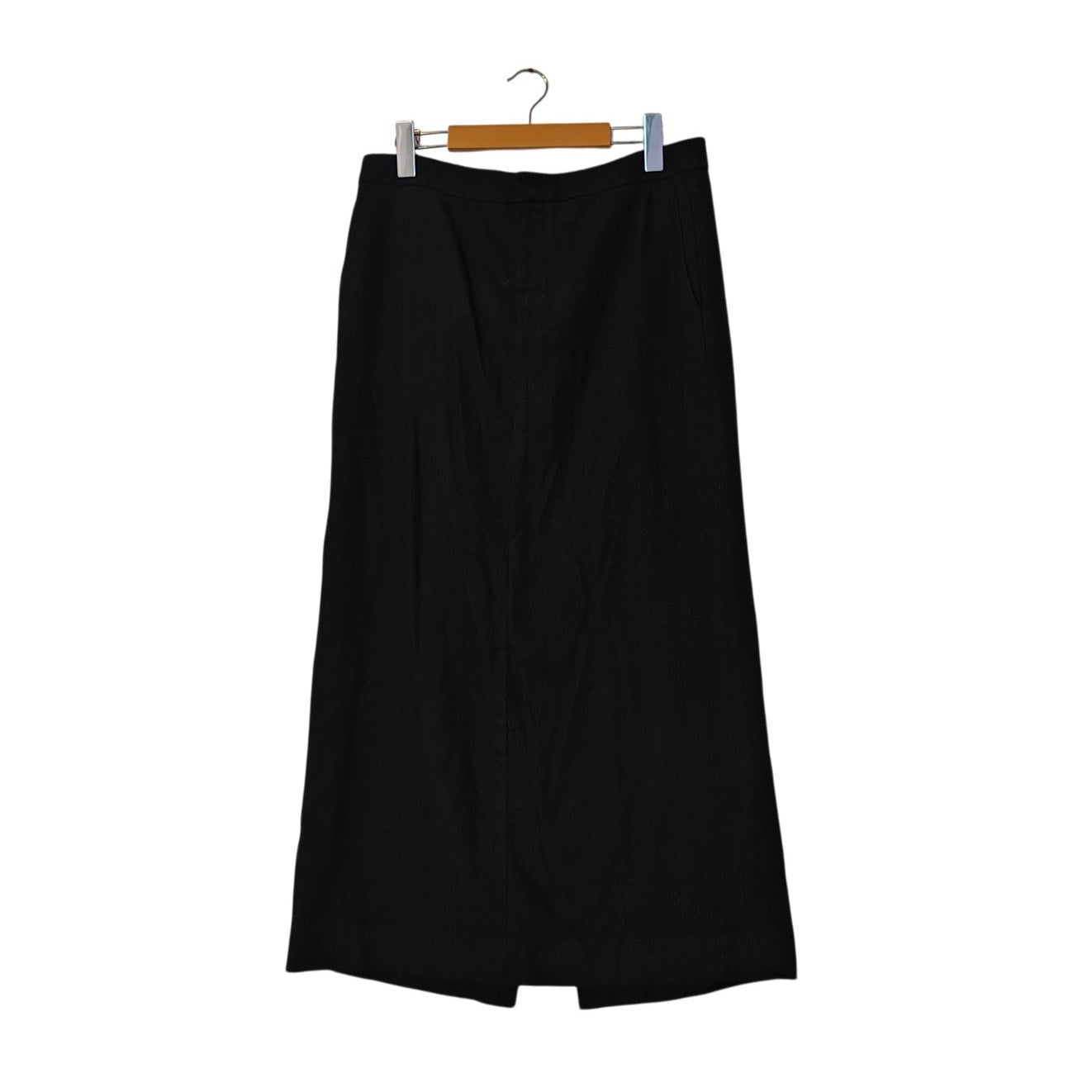 Black Midi Wool Blend Pencil Skirt