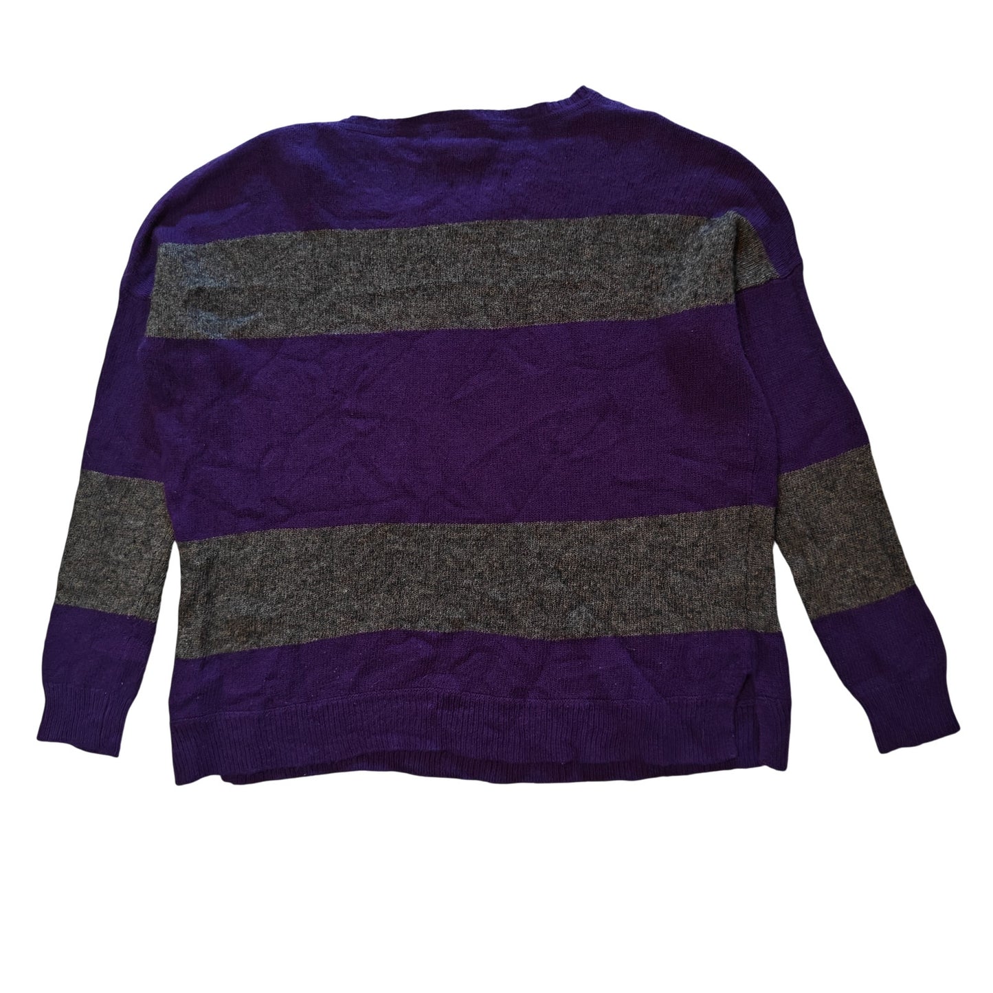 Purple and Gray Stripe Cashmere Blend Sweater