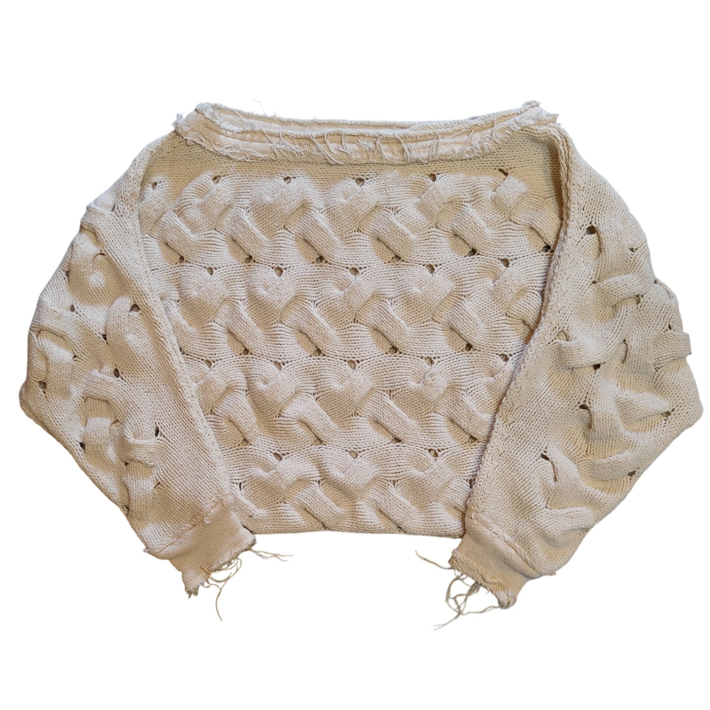 Cream Cable Knit Crop Sweater