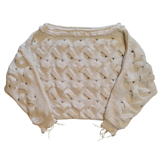 Cream Cable Knit Crop Sweater