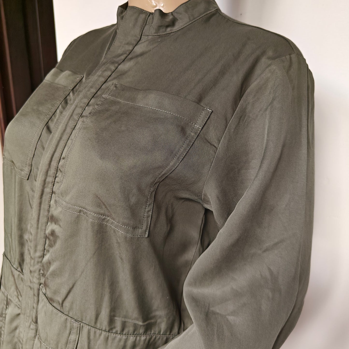 Olive Green Lyocell Utility Jumpsuit
