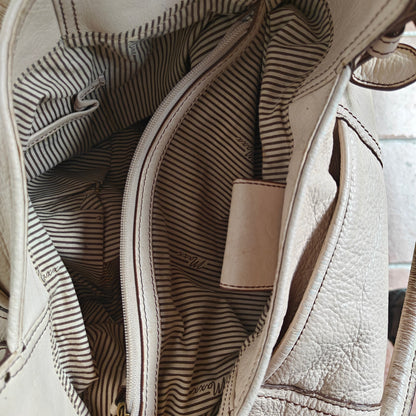 White Pebbled Leather Tote Bag