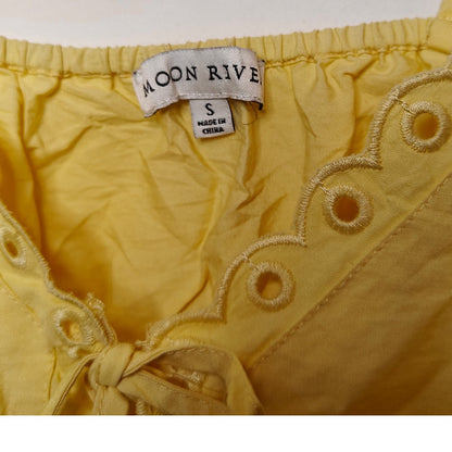 Yellow Eyelet Lace Trim Babydoll Cami