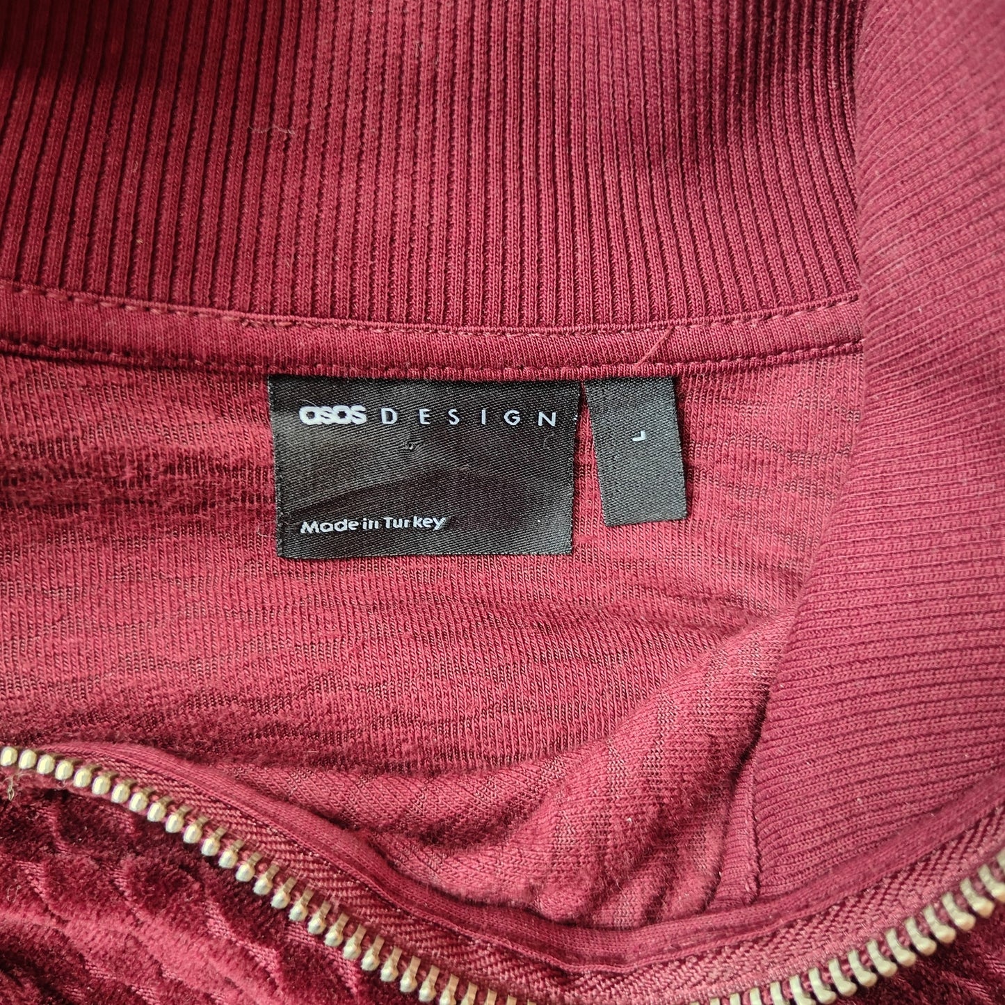 Burgundy Velour Half Zip Pullover Sweatshirt