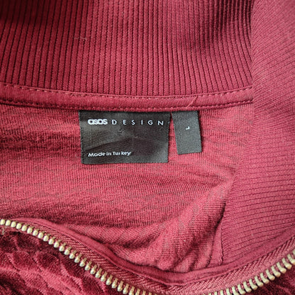 Burgundy Velour Half Zip Pullover Sweatshirt
