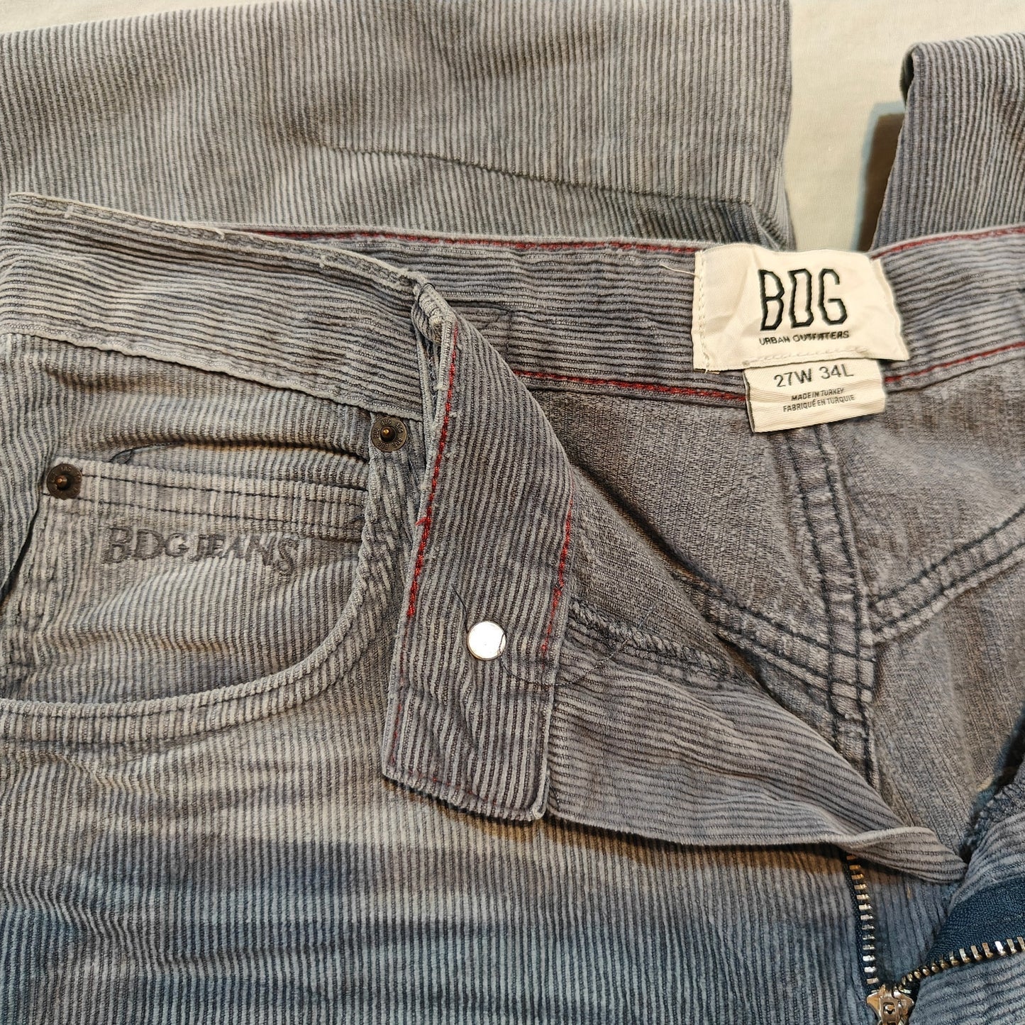 Gray Corduroy Wide Leg Pants