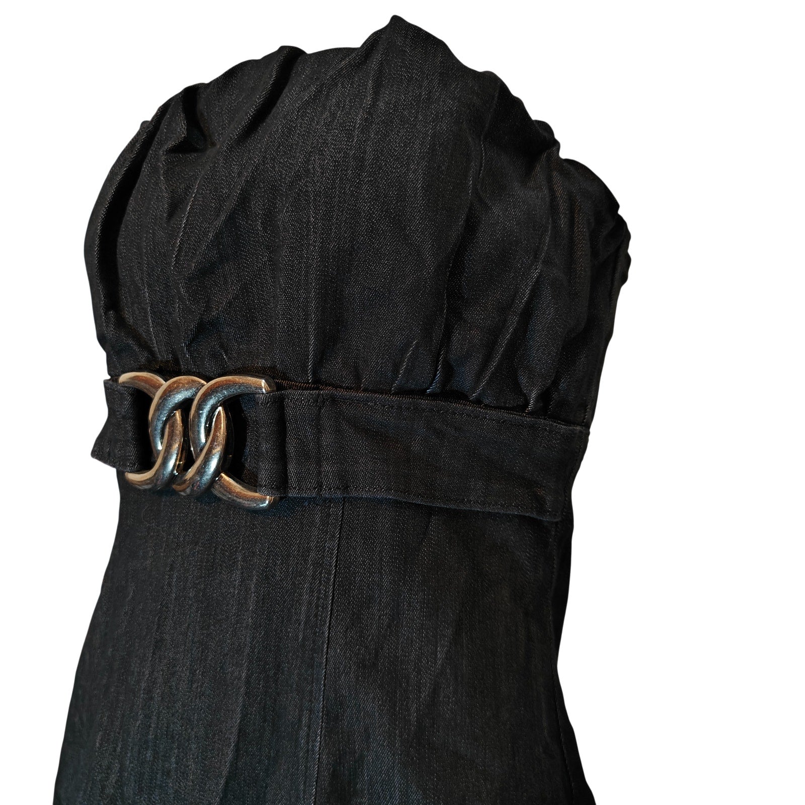 Black Strapless Bubble Hem Dress