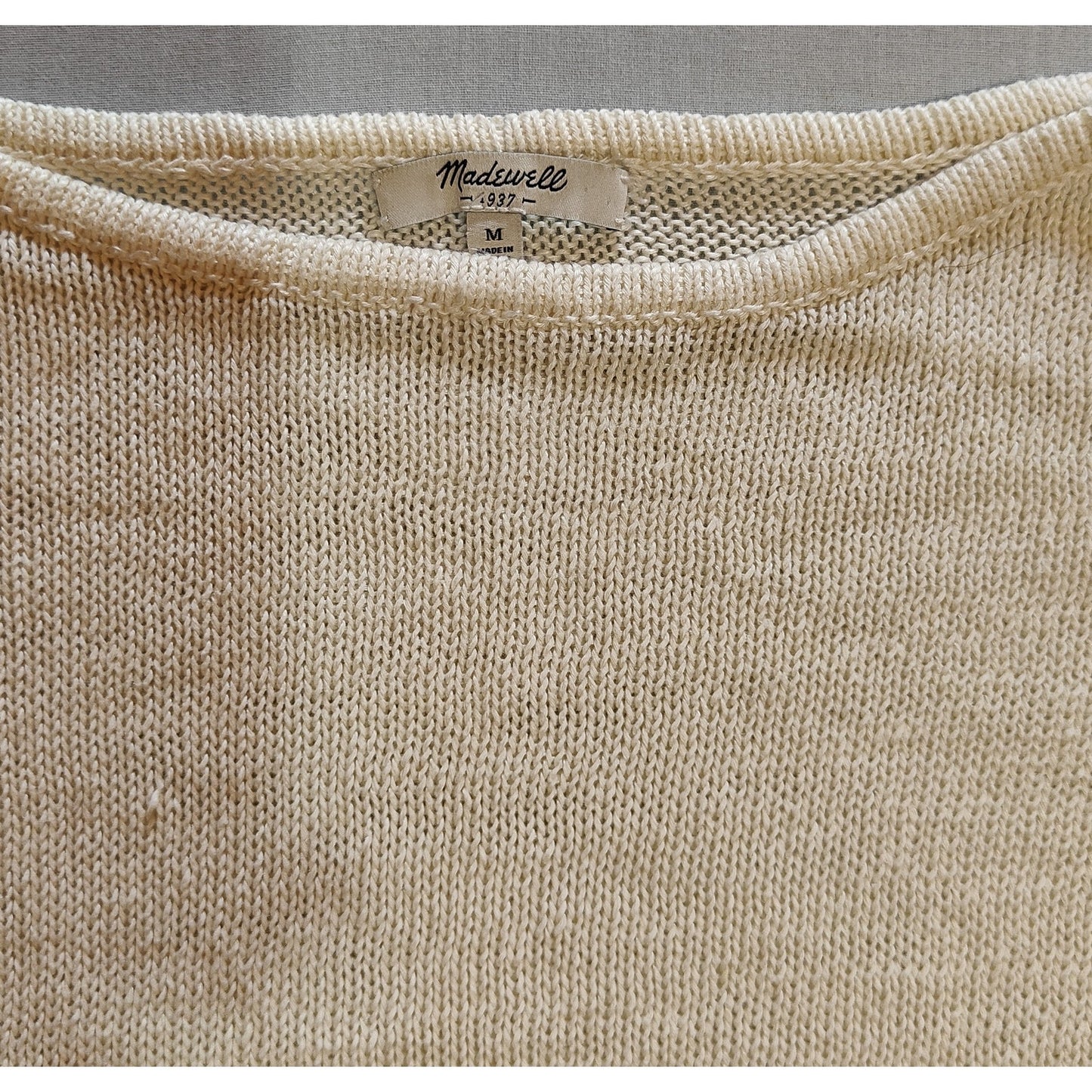 Cream and Red Linen Stripe Sweater