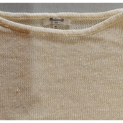 Cream and Red Linen Stripe Sweater