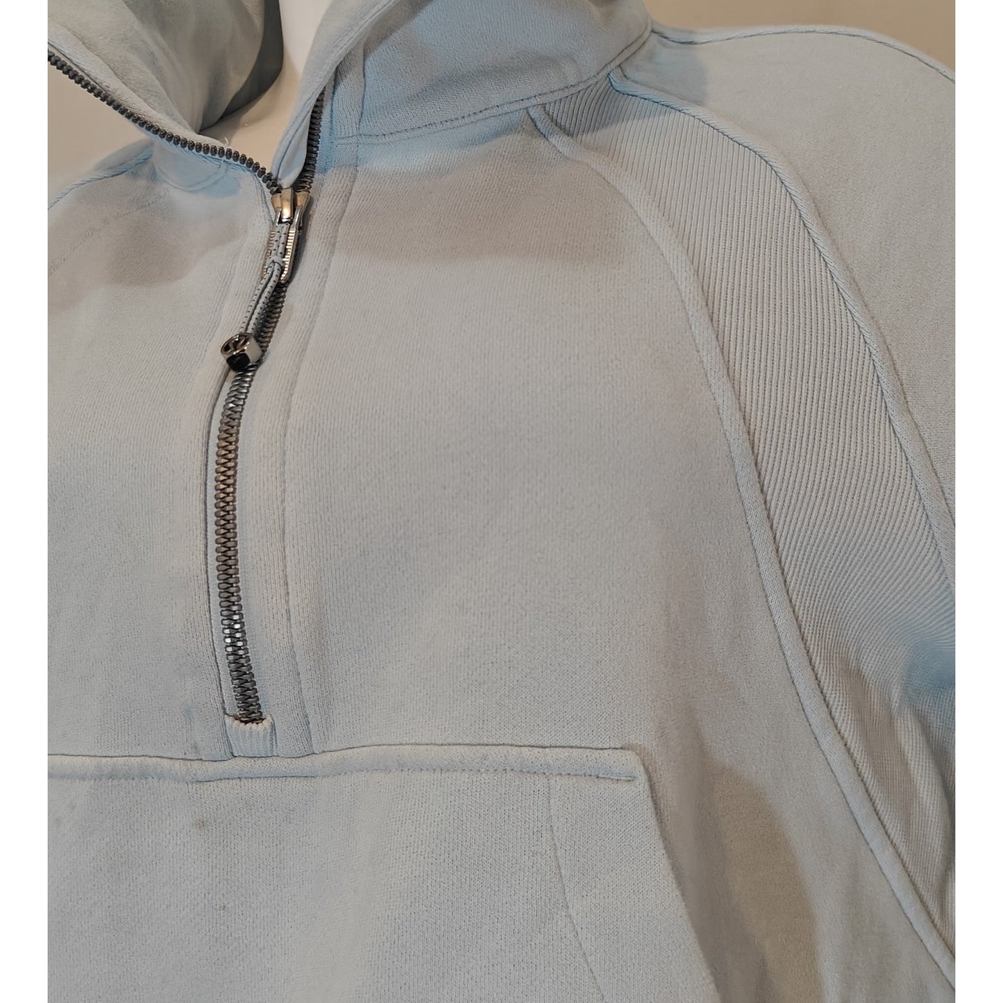 Light Blue 1/2 Zip Cropped Pullover Sweatshirt