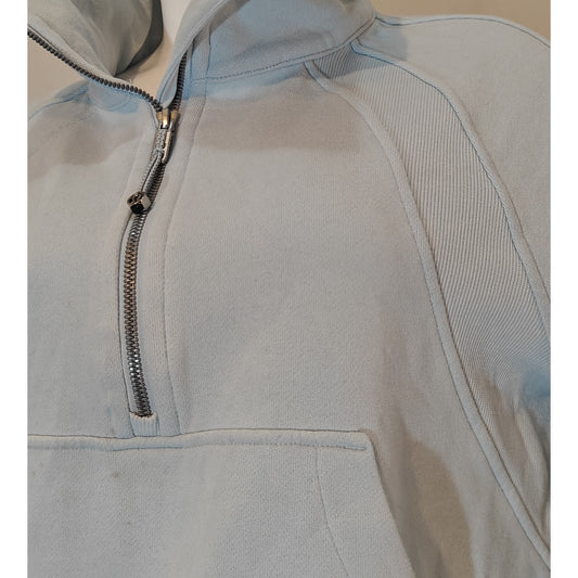 Light Blue 1/2 Zip Cropped Pullover Sweatshirt