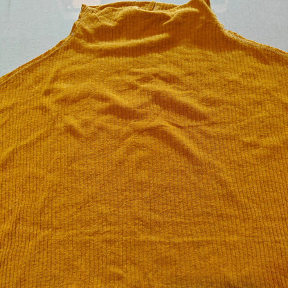 Mustard Yellow Ribbed Mock Neck Sleeveless Top