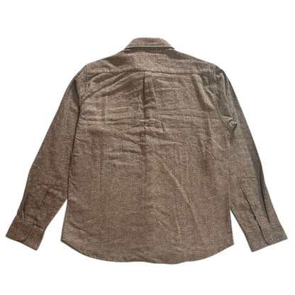 Brown Herringbone Button-Up Shirt