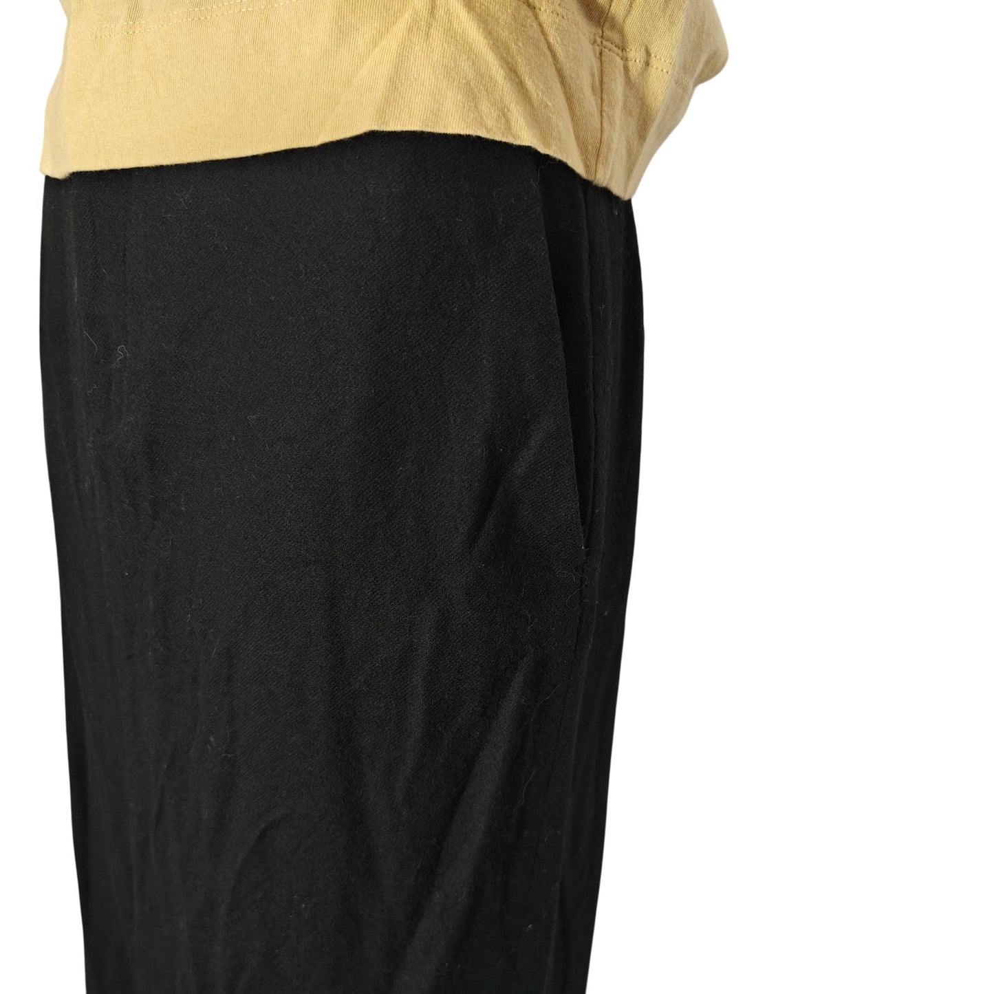 Black Midi Wool Blend Pencil Skirt