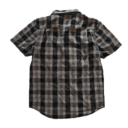 Gray and Black Plaid Button-Up Shirt