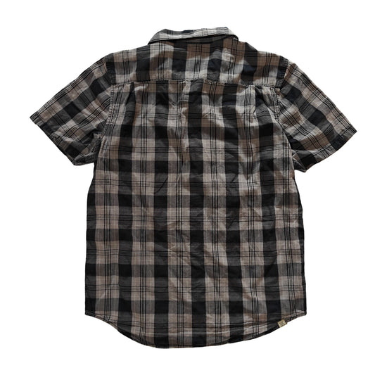 Gray and Black Plaid Button-Up Shirt