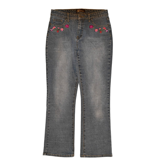 Floral Embroidered Bootcut Jeans