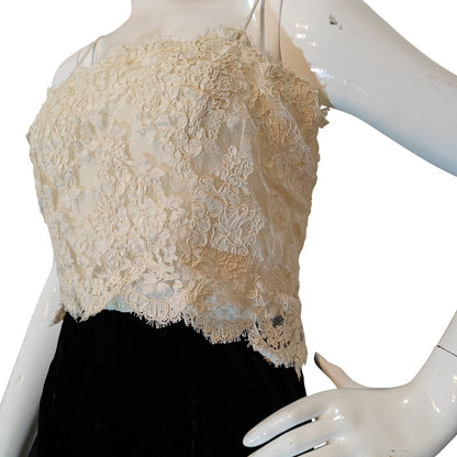 Vintage Black Velvet and Lace Dress with Bolero Jacket