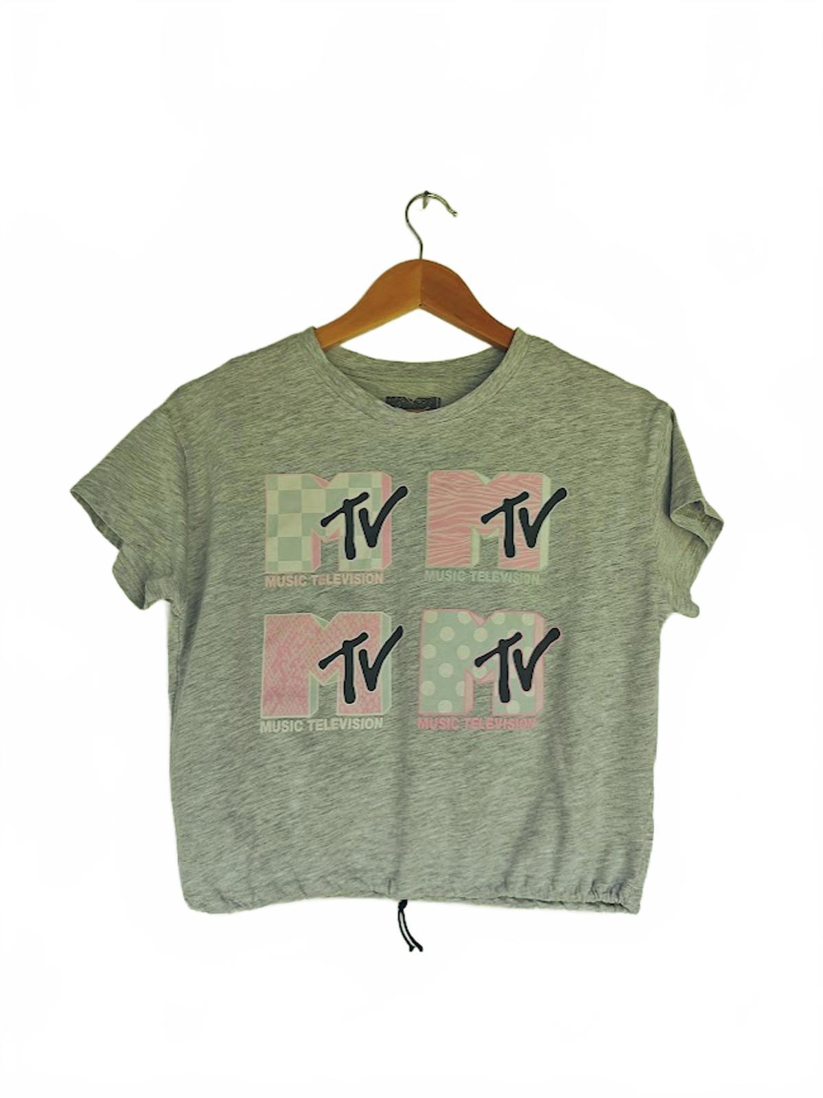 Heather Gray MTV Graphic Crop Tee