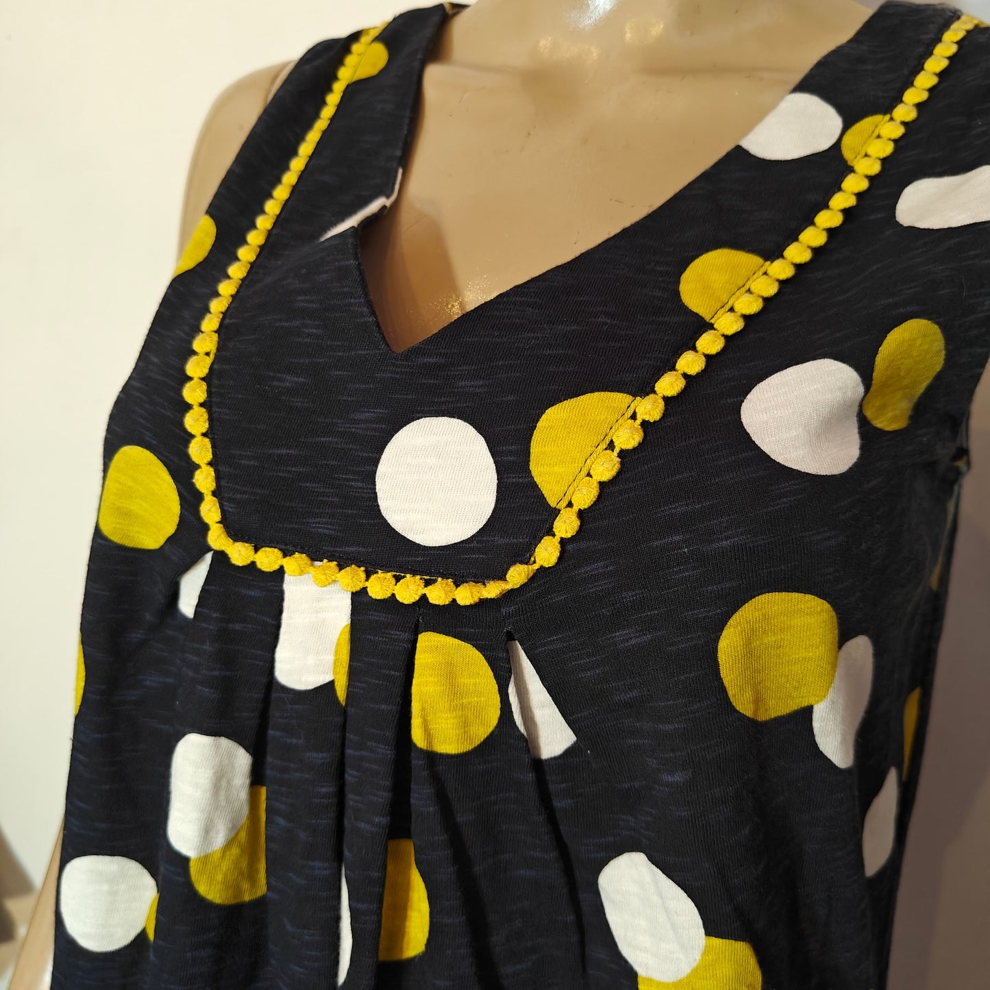 Navy Polka Dot Sleeveless Shift Dress