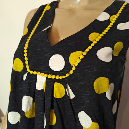 Navy Polka Dot Sleeveless Shift Dress