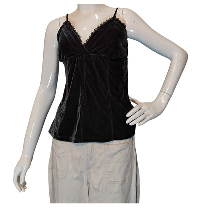 Gray Velvet Lace Trim Camisole