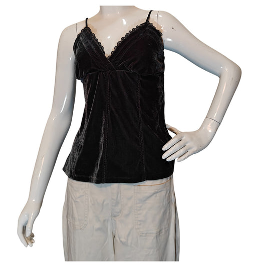 Gray Velvet Lace Trim Camisole