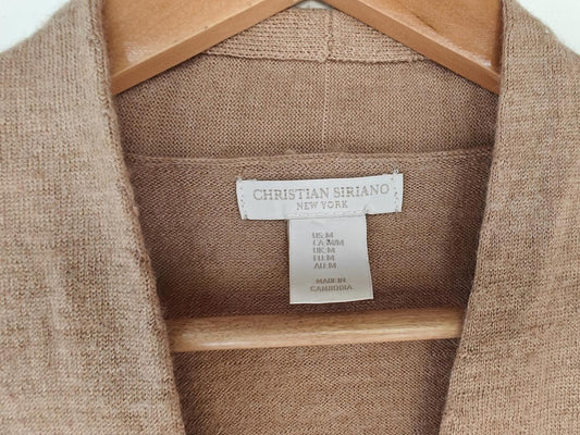 Tan Faux Wrap Wool Blend Sweater