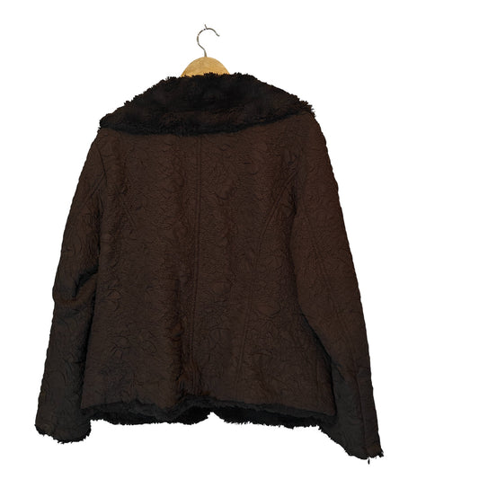 Vintage Brown Jacket with Faux Fur Collar