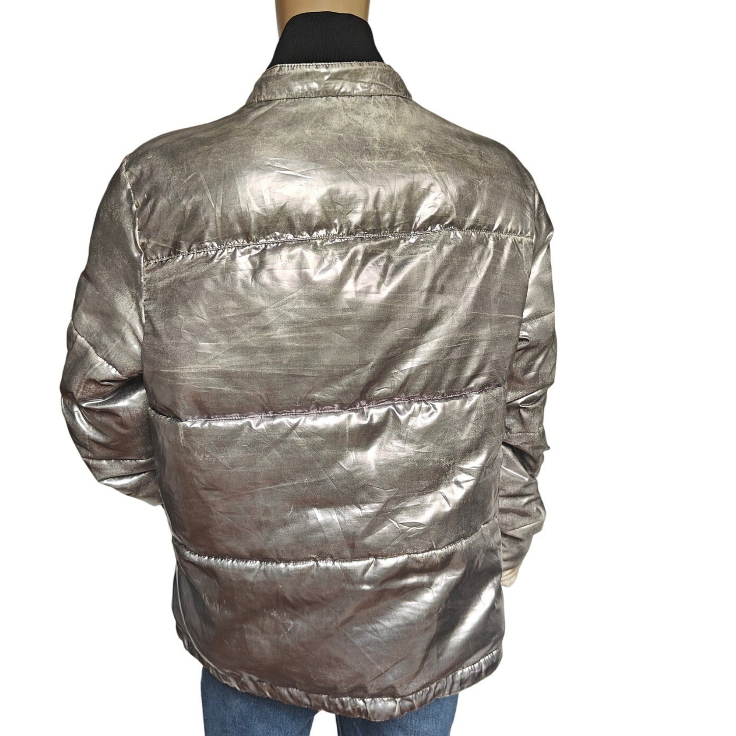 Metallic Silver Puffer Jacket