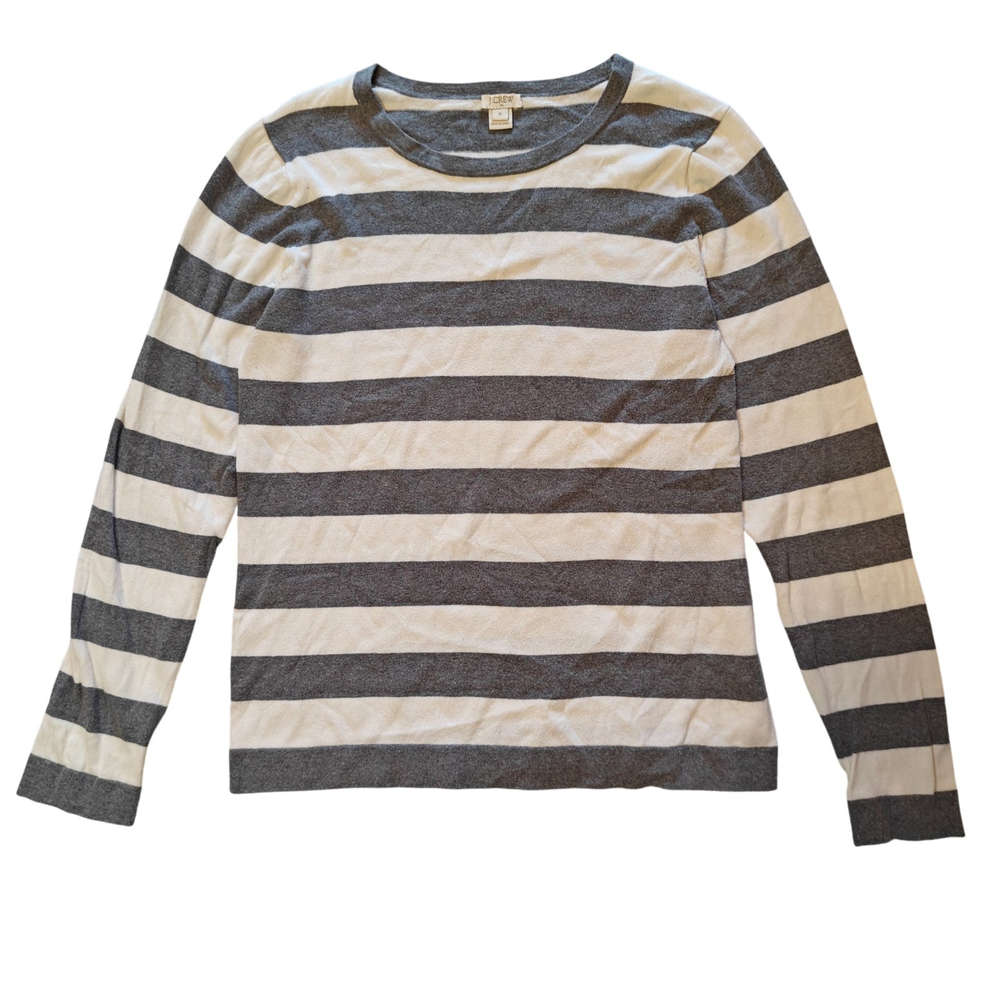 Gray and Ivory Stripe Long-Sleeve Tee