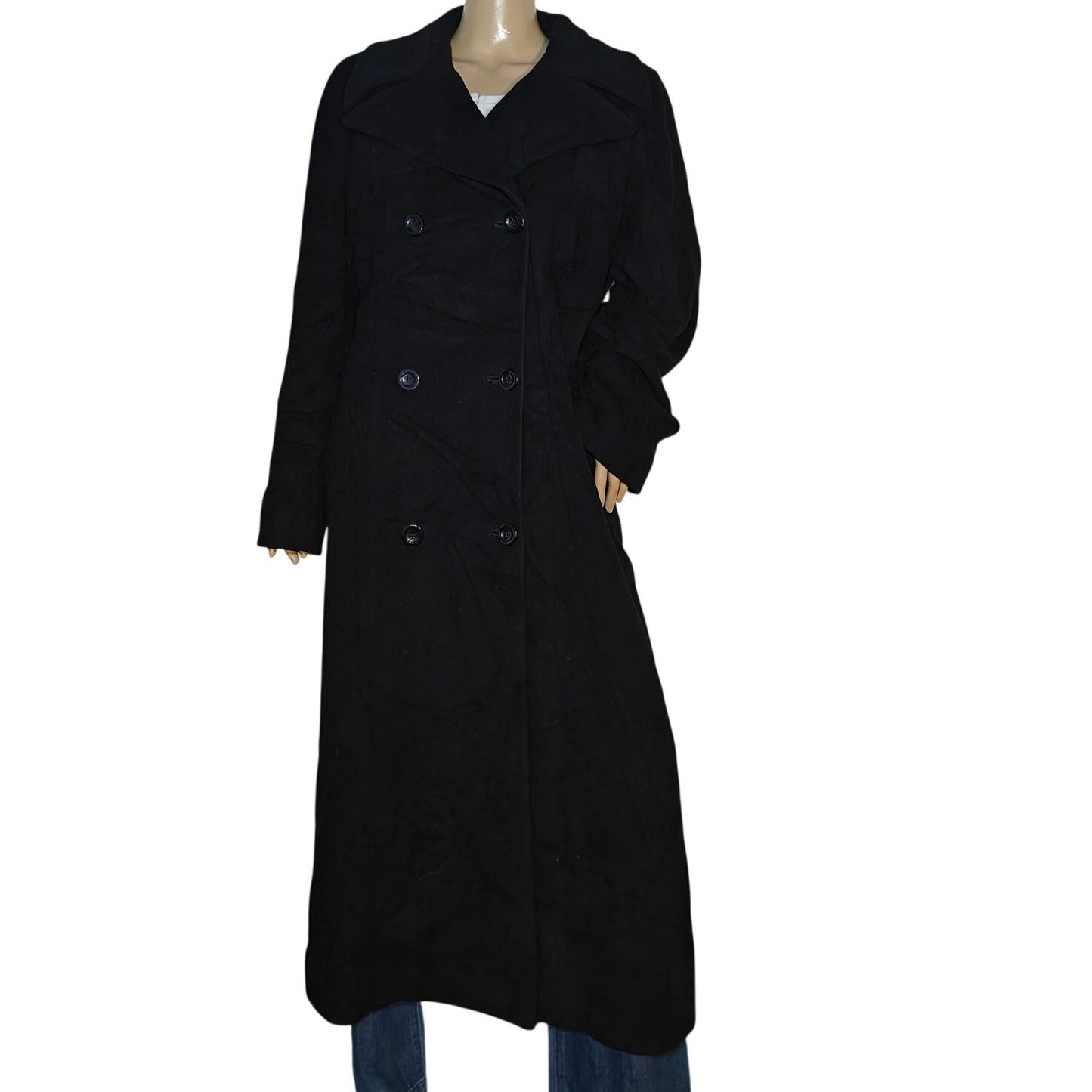 Vintage John Weitz Cashmere & Lambswool Long Black Coat