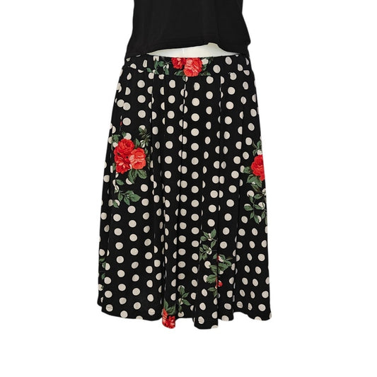Polka Dot Floral Midi Skirt