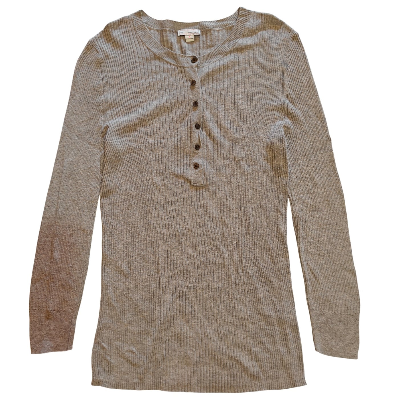 Ribbed Knit Long-Sleeve Henley