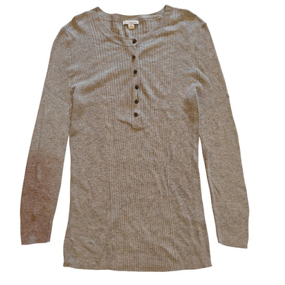 Ribbed Knit Long-Sleeve Henley