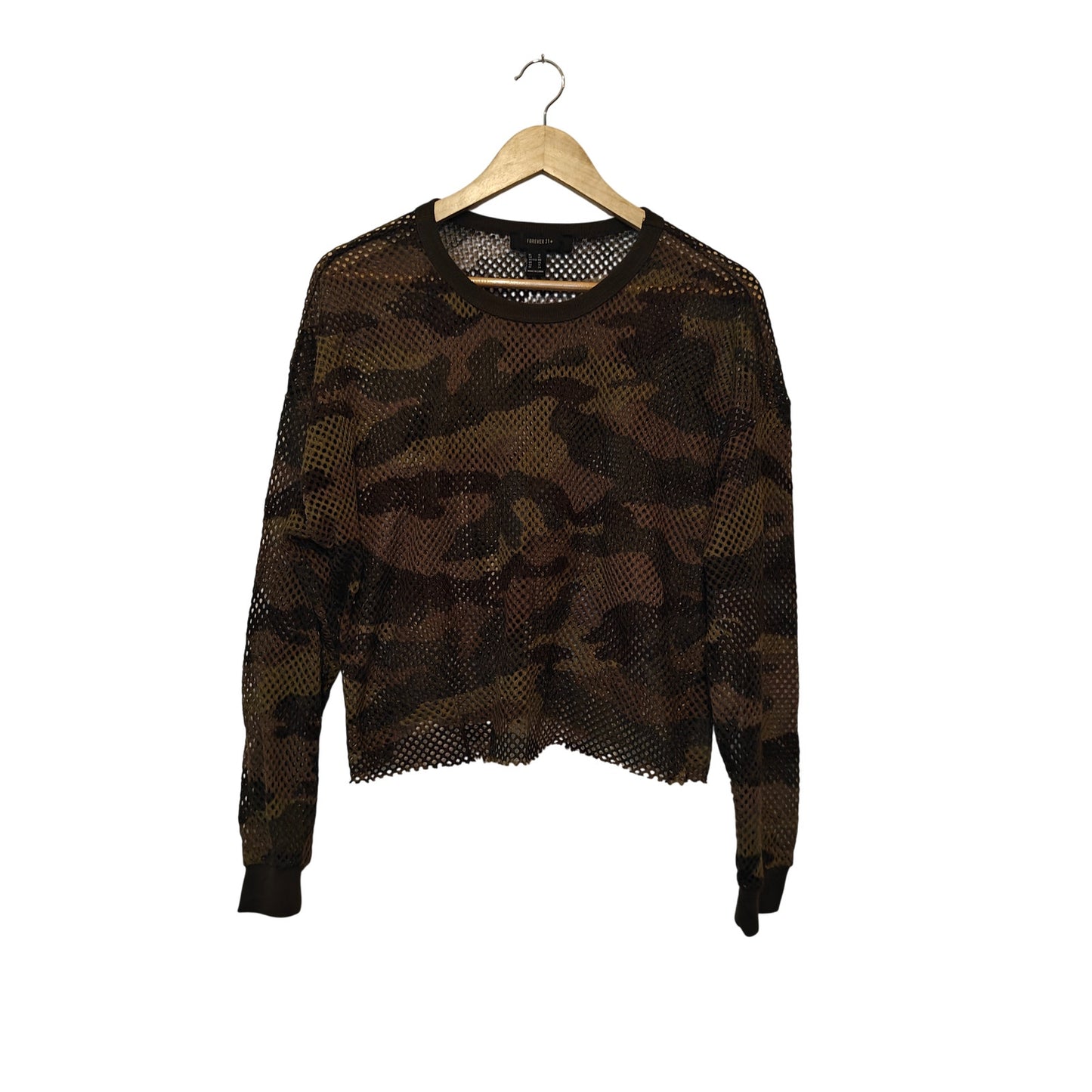 Camo Fishnet Mesh Cropped Top