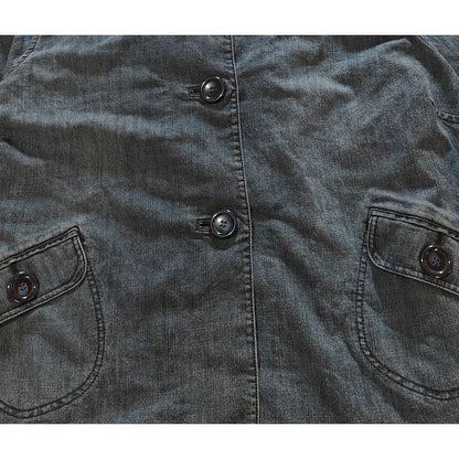 Denim Button Front Cropped Jacket
