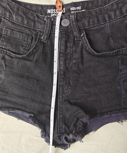 Black High Rise Cut Off Jean Shorts