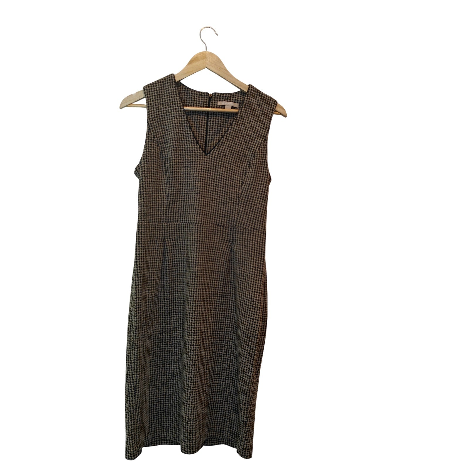 Houndstooth Wool Blend Sheath Dress