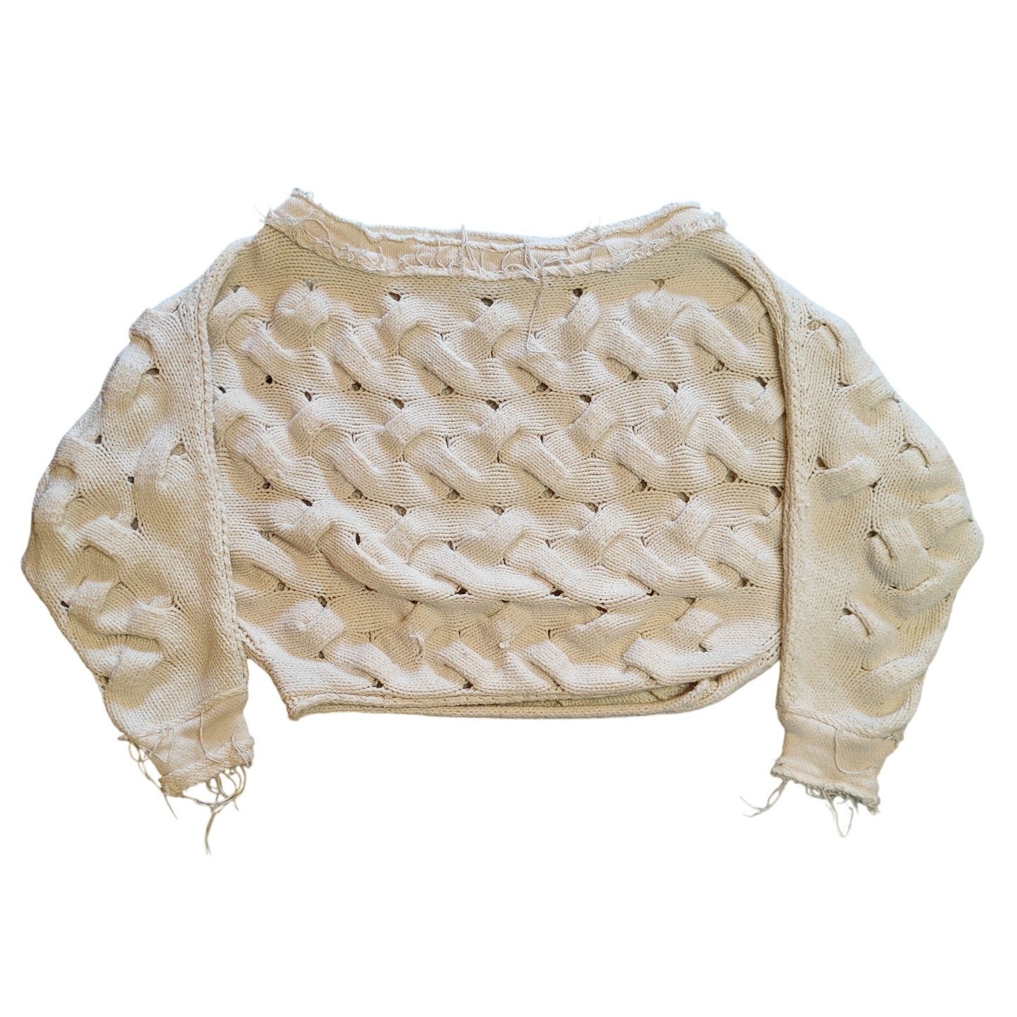 Cream Cable Knit Crop Sweater