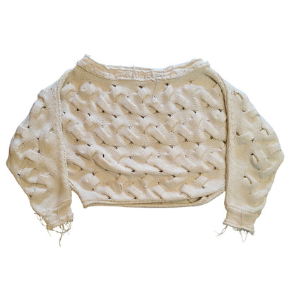 Cream Cable Knit Crop Sweater