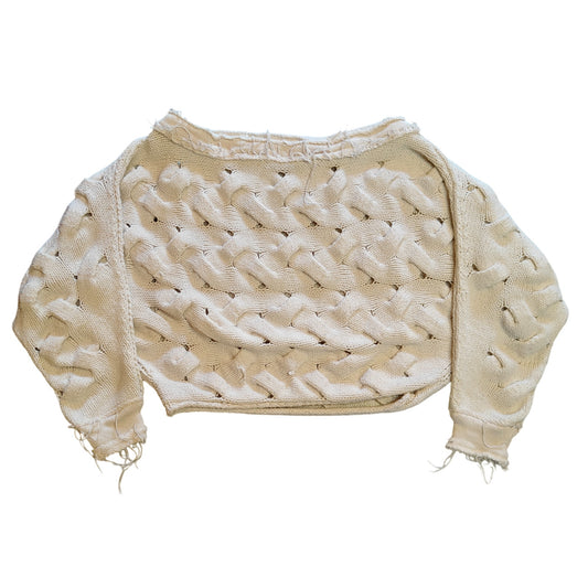 Cream Cable Knit Crop Sweater