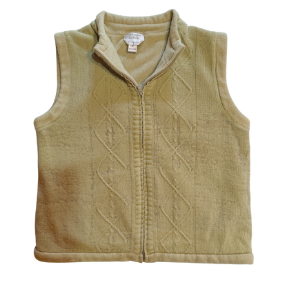 Christopher & Banks Beige Reversible Knit Fleece Vest