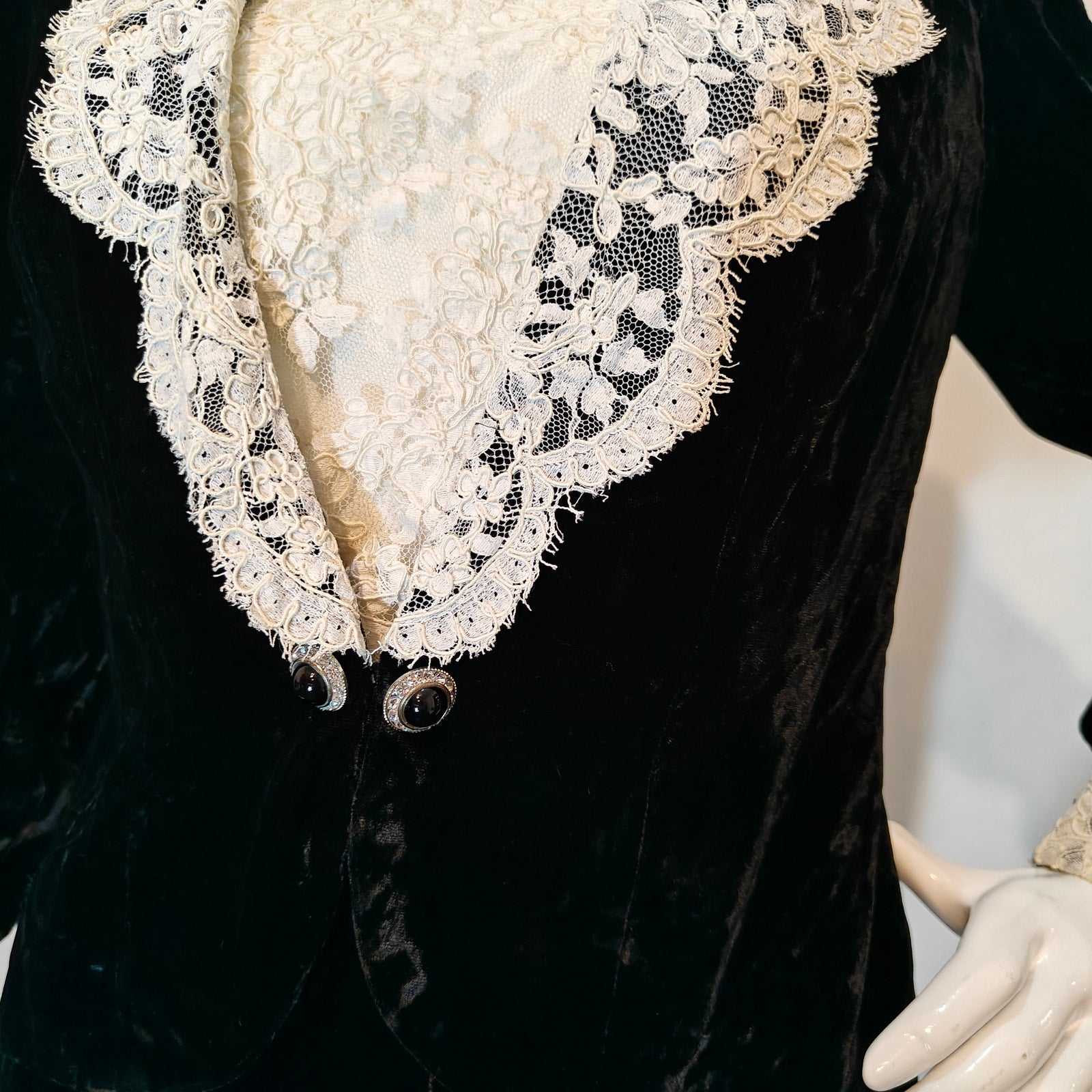 Vintage Black Velvet and Lace Dress with Bolero Jacket